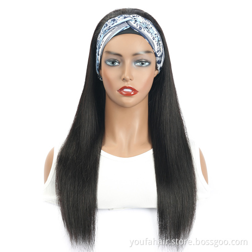 Human Hair Headband Wigs Kinky Curly Natural Brazilian Hair Wig With Headband Jerry Short Curly Human Hair Wigs for Black Women
